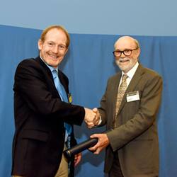 Professor Bramley Murton receiving the Coke Medal at the Geological Society's 2019 President's Day.